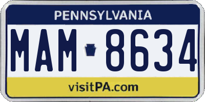 PA license plate MAM8634