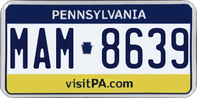 PA license plate MAM8639