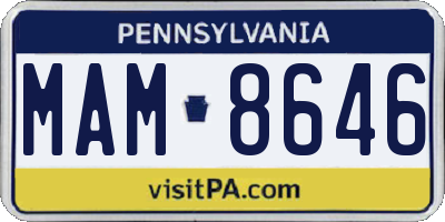 PA license plate MAM8646