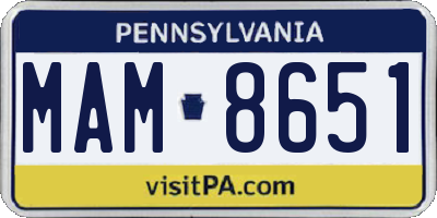 PA license plate MAM8651