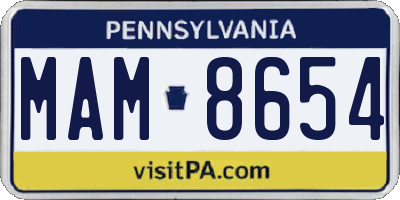 PA license plate MAM8654