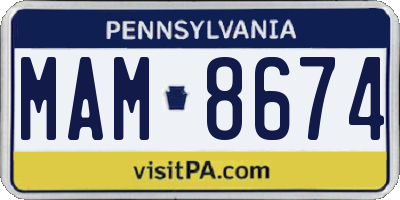 PA license plate MAM8674