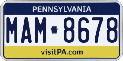 PA license plate MAM8678