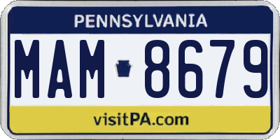 PA license plate MAM8679