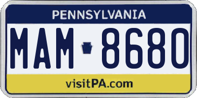 PA license plate MAM8680