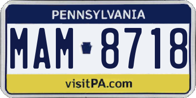 PA license plate MAM8718