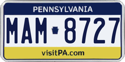 PA license plate MAM8727