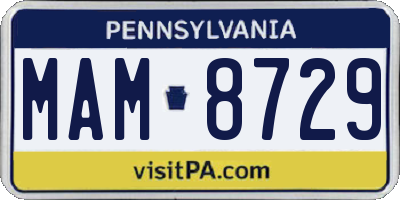 PA license plate MAM8729