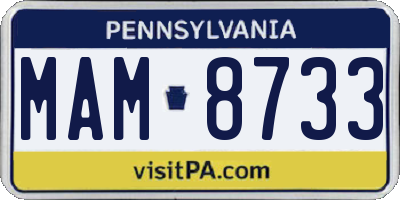 PA license plate MAM8733