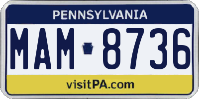PA license plate MAM8736