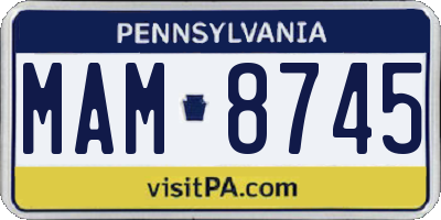 PA license plate MAM8745