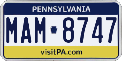PA license plate MAM8747