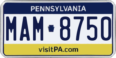 PA license plate MAM8750