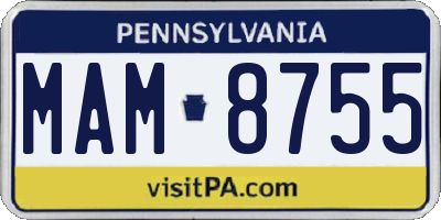PA license plate MAM8755