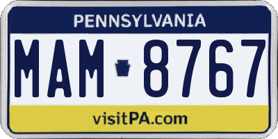 PA license plate MAM8767