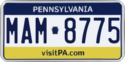 PA license plate MAM8775
