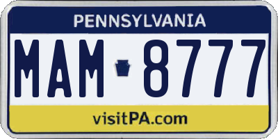 PA license plate MAM8777
