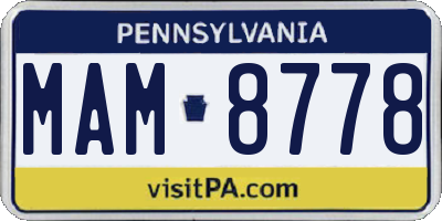 PA license plate MAM8778