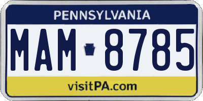 PA license plate MAM8785