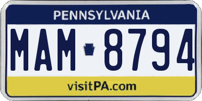 PA license plate MAM8794