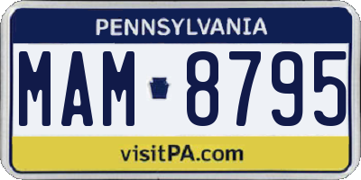 PA license plate MAM8795