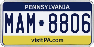 PA license plate MAM8806