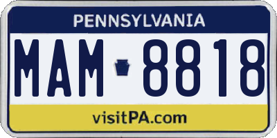 PA license plate MAM8818