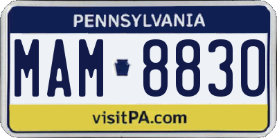 PA license plate MAM8830