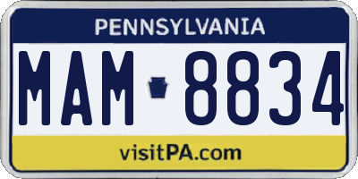 PA license plate MAM8834