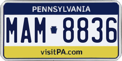 PA license plate MAM8836