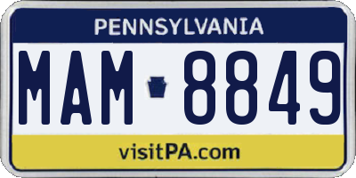 PA license plate MAM8849