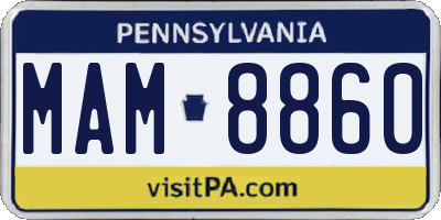 PA license plate MAM8860