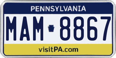 PA license plate MAM8867