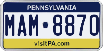 PA license plate MAM8870