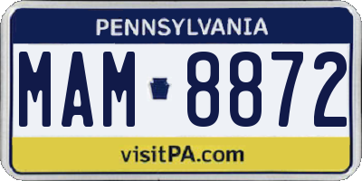 PA license plate MAM8872