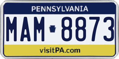 PA license plate MAM8873