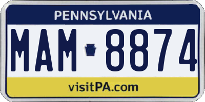 PA license plate MAM8874