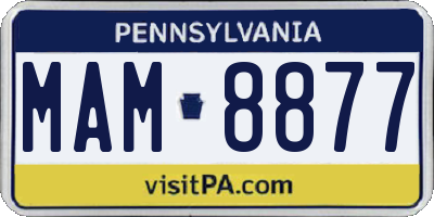 PA license plate MAM8877