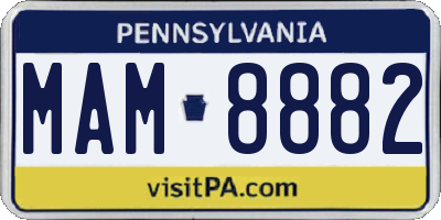 PA license plate MAM8882