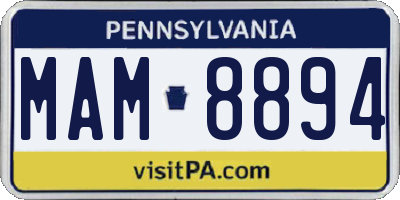 PA license plate MAM8894