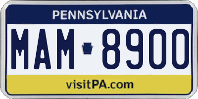 PA license plate MAM8900