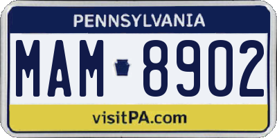 PA license plate MAM8902