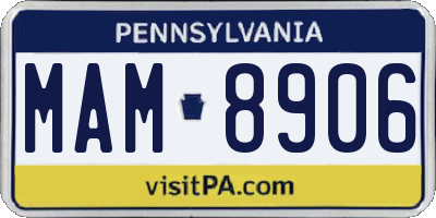 PA license plate MAM8906