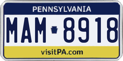 PA license plate MAM8918