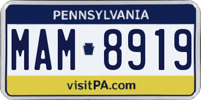 PA license plate MAM8919