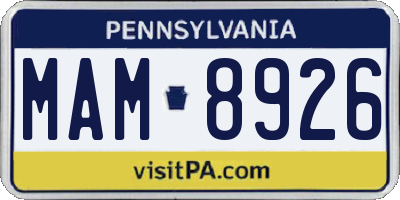 PA license plate MAM8926