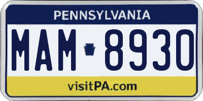 PA license plate MAM8930