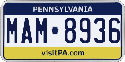 PA license plate MAM8936