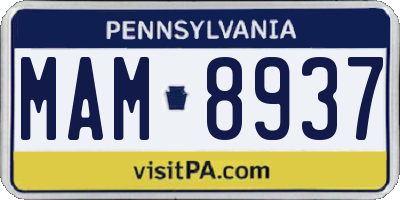 PA license plate MAM8937