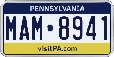 PA license plate MAM8941